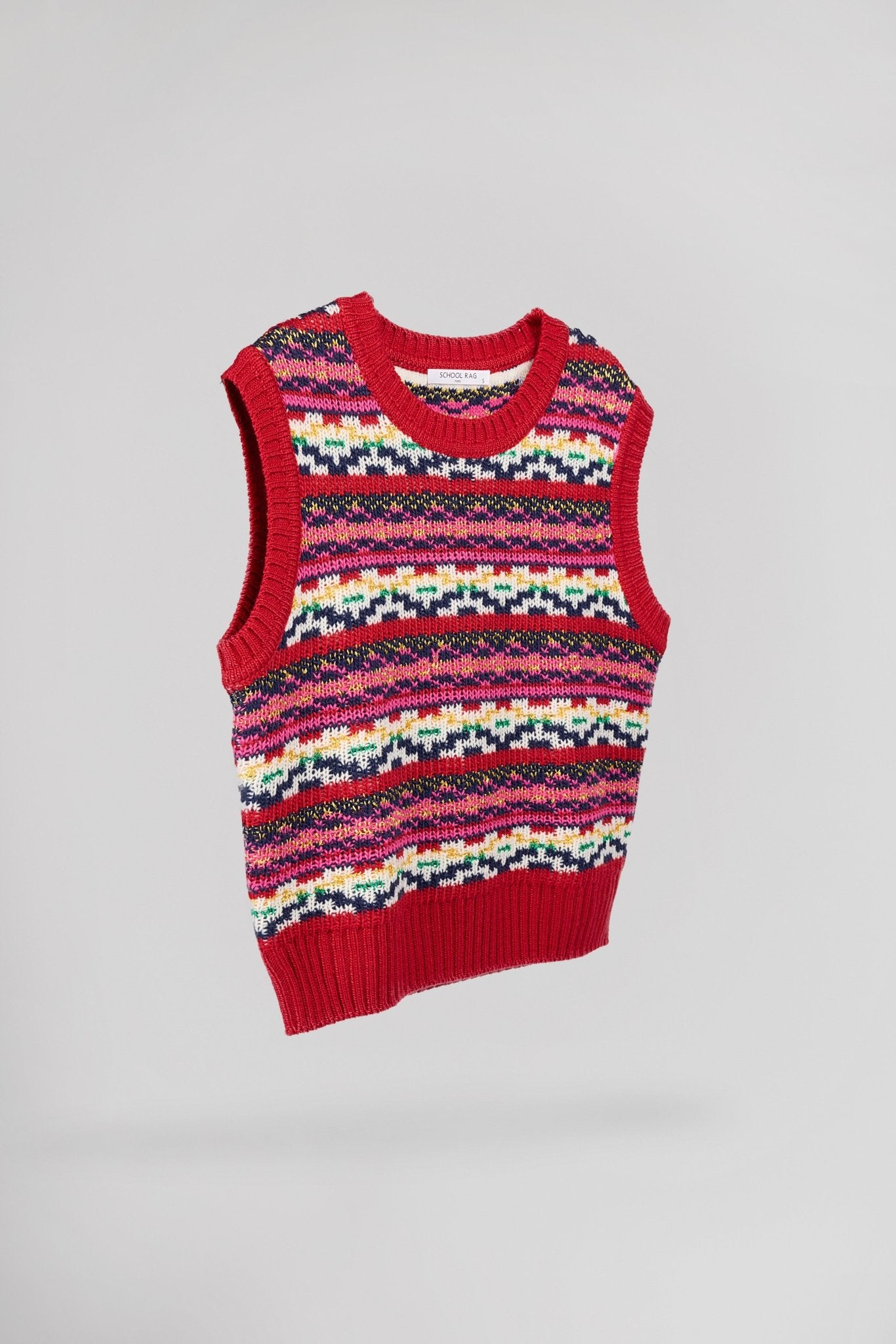Pull sans manche tricoté à rayures POOPY - School Rag