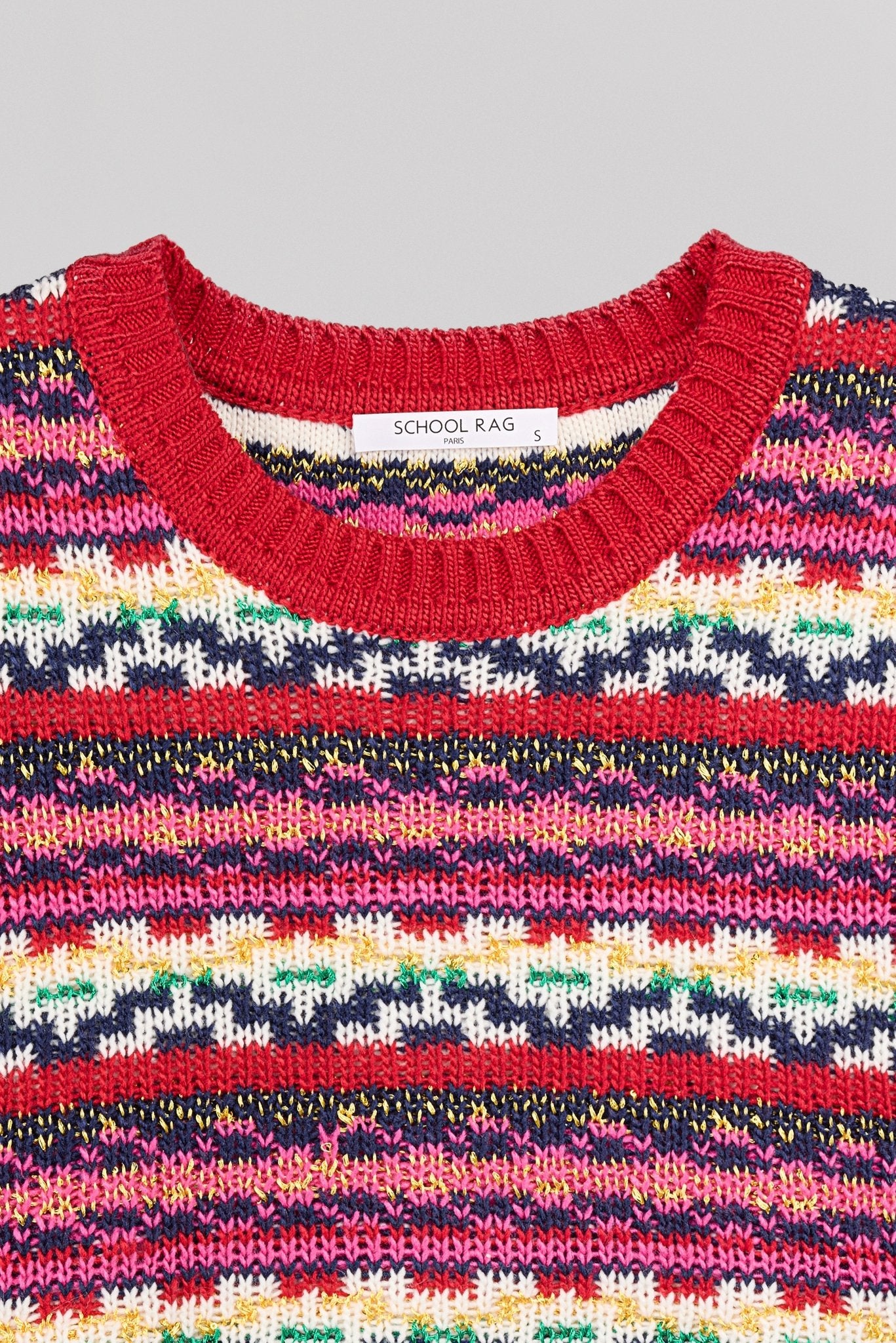 Pull sans manche tricoté à rayures POOPY - School Rag