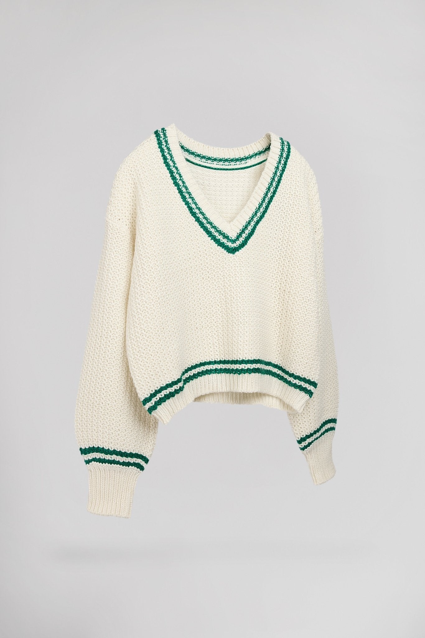 Pull style universitaire P - GOTHY STRIPES ÉCRU - School Rag