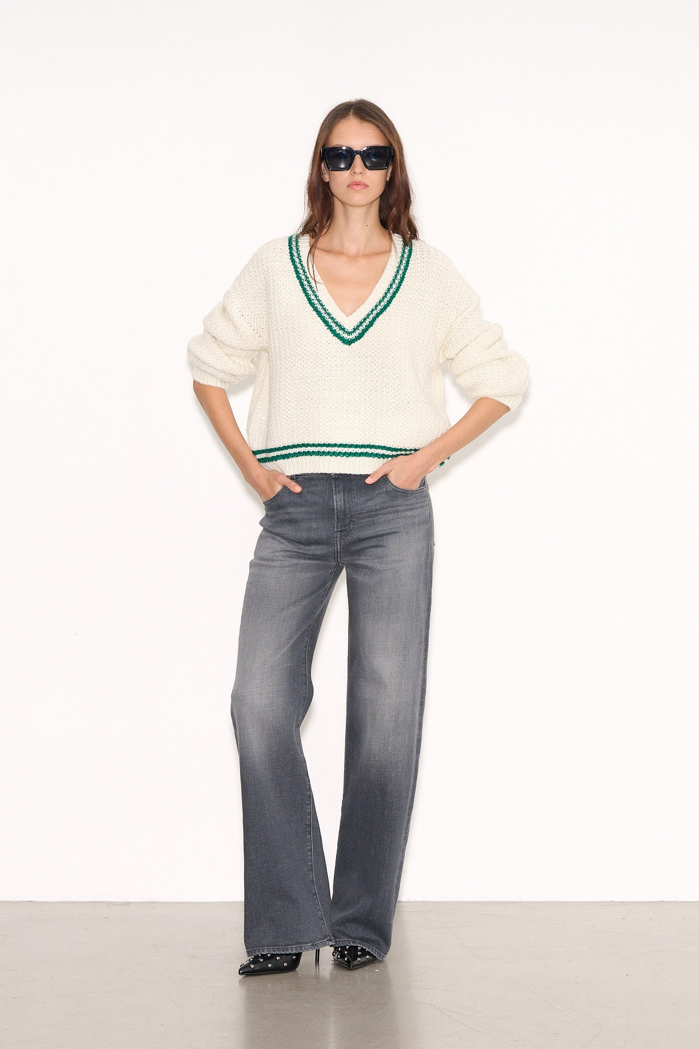 Pull style universitaire P - GOTHY STRIPES ÉCRU - School Rag