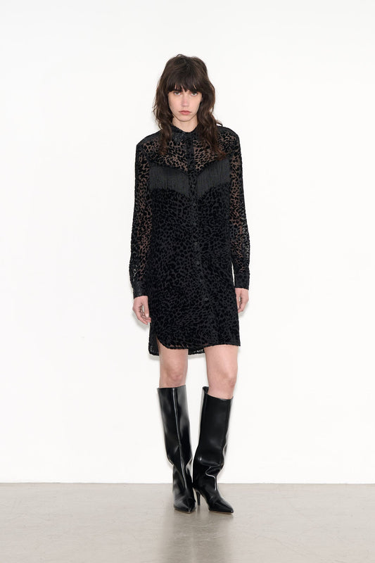 Achat Robe chemise motif panthère R - VELVET NOIR - School Rag
