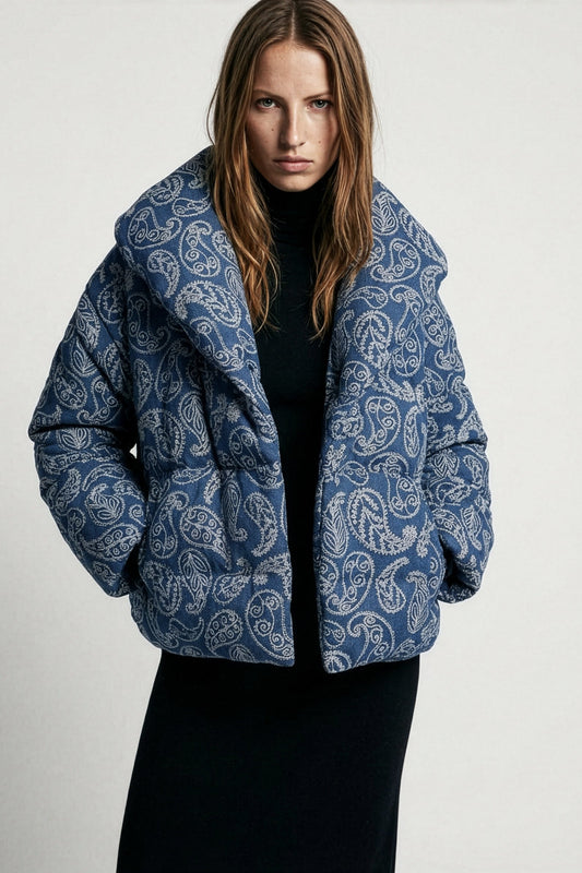 Achat Doudoune oversize en denim matelassé BLOOMER PAISLEY - School Rag