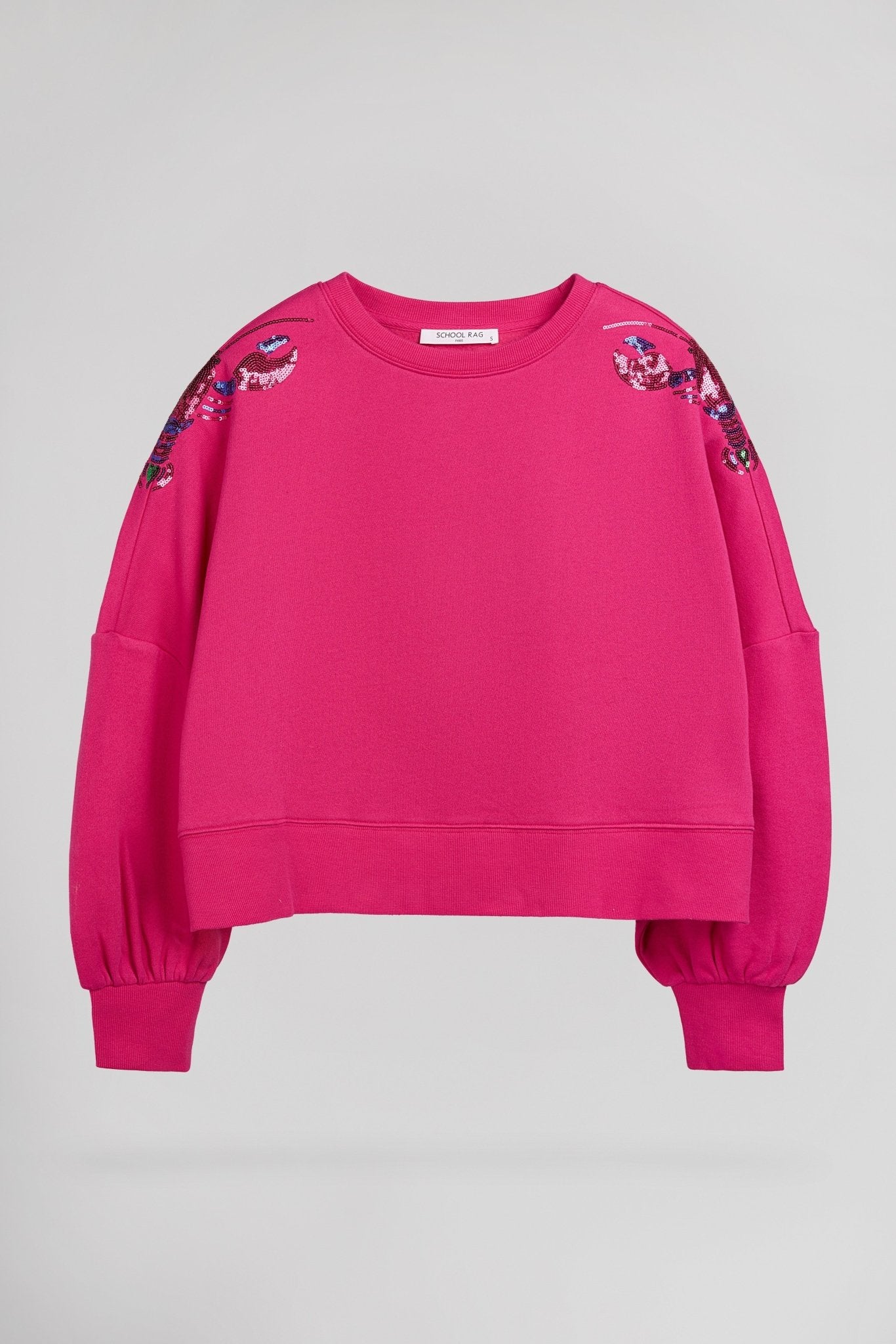 Sweat court oversize SAURIA SEQUINS PINK BLOSSOM - School Rag