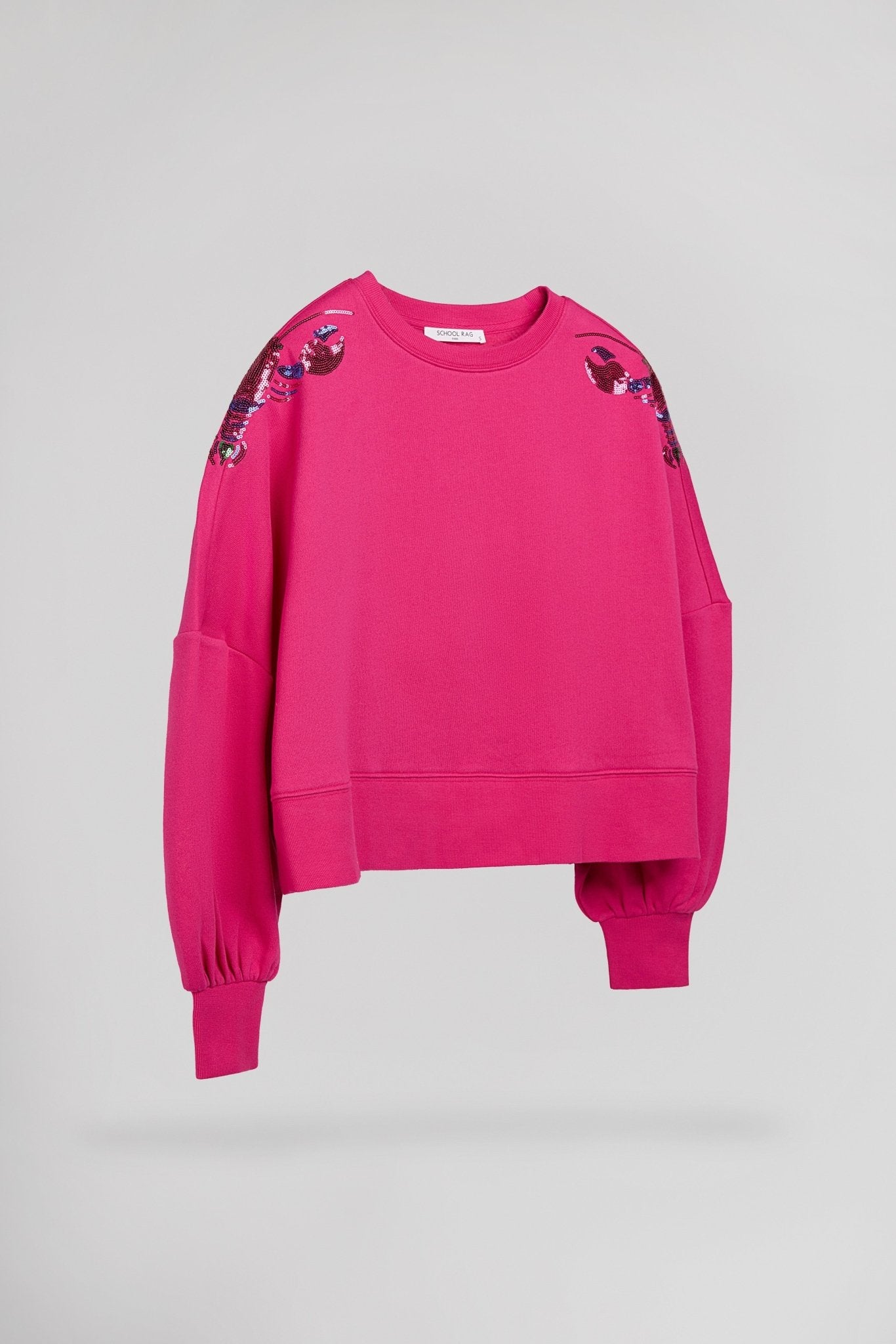 Sweat court oversize SAURIA SEQUINS PINK BLOSSOM - School Rag