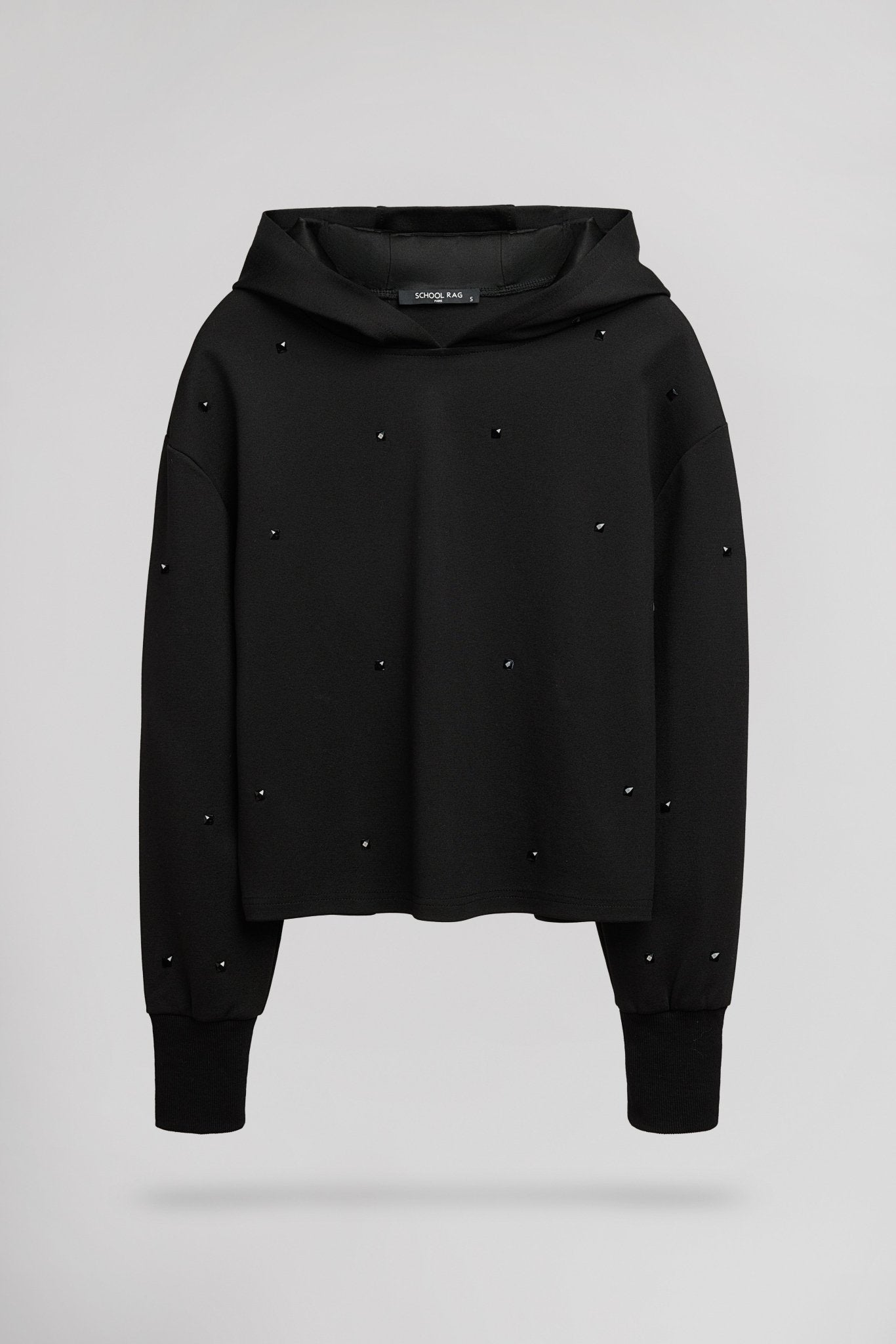 Sweat large à capuche perles strass SULLY GRAHAM NOIR - School Rag