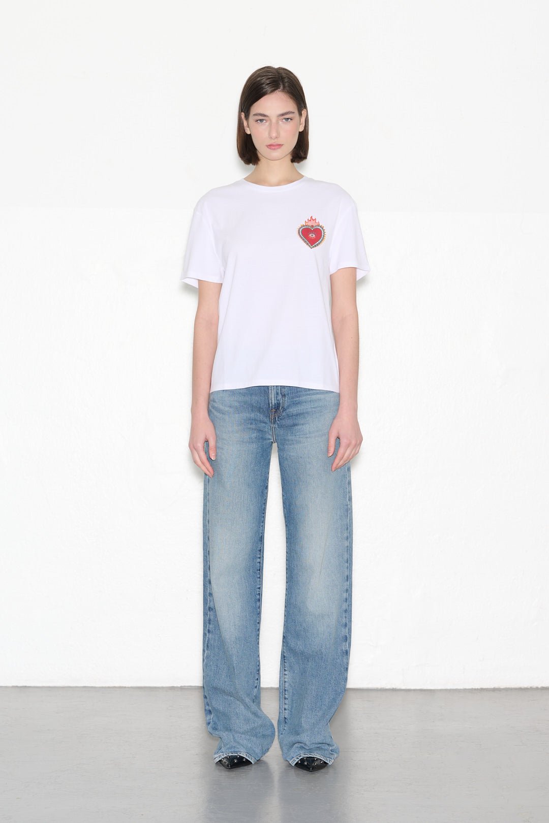 T-shirt T - BROOCH HEART BLANC - School Rag