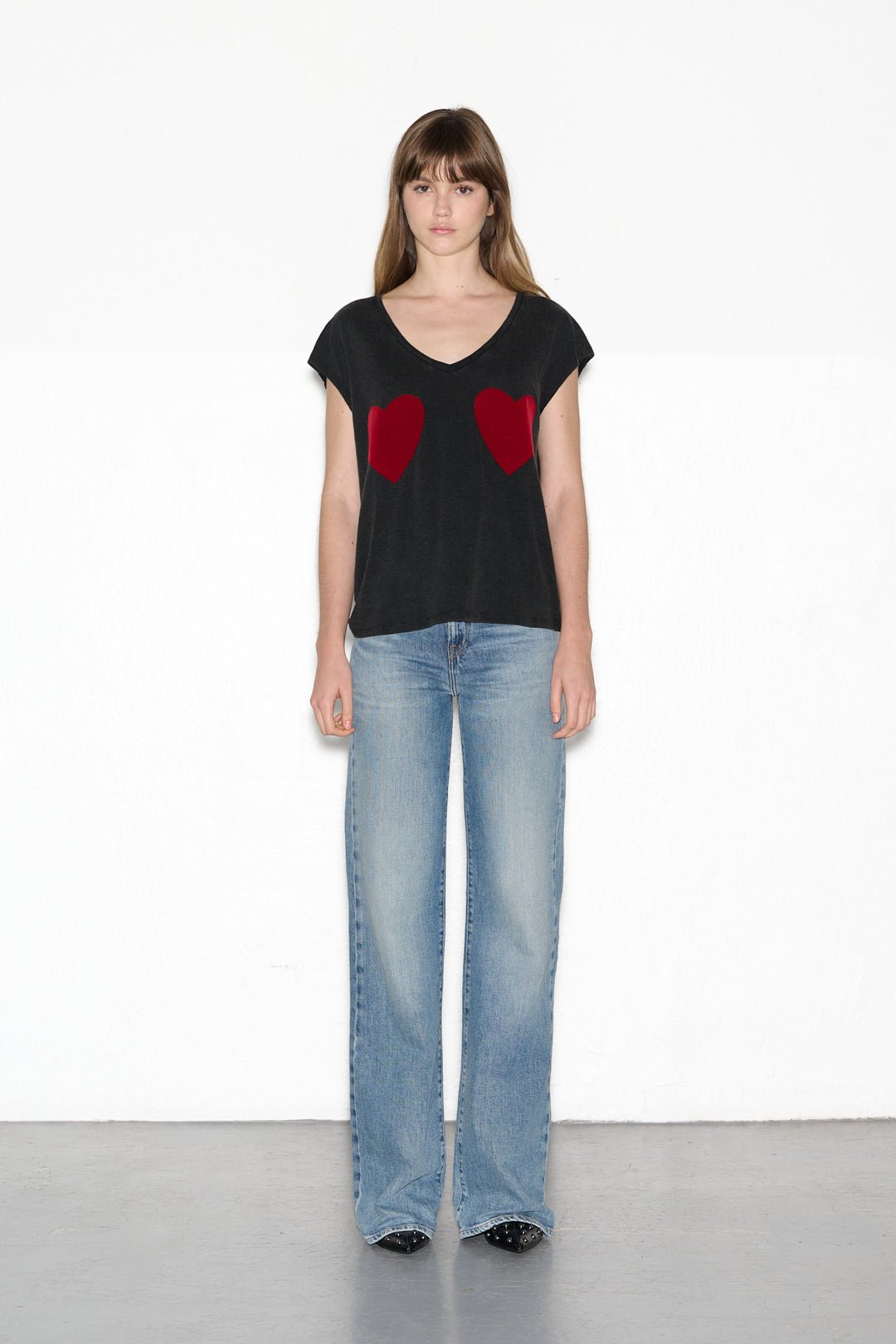 T-shirt T - SUMMER HEART DARK GREY - School Rag