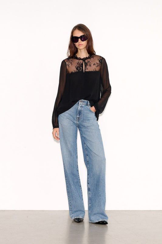 Achat Top ample manches transparentes T - GOTH NOIR - School Rag