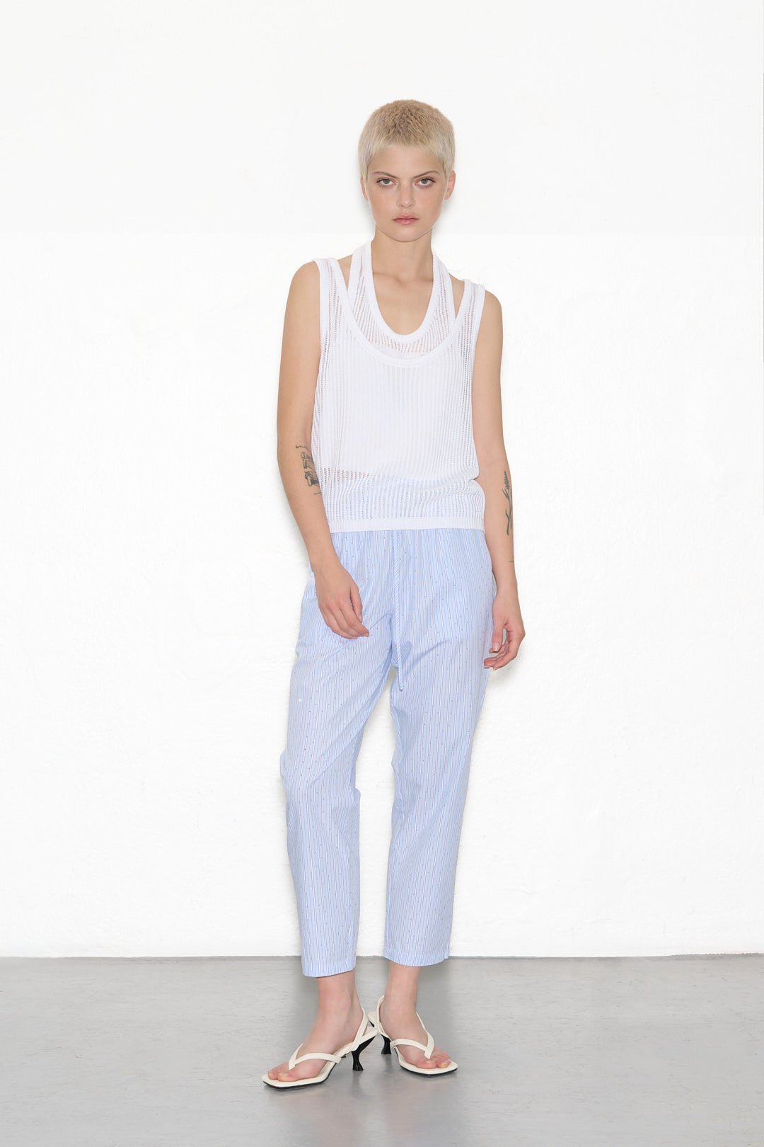 Top débardeur en maille ajusté T - BRONX BLANC - School Rag