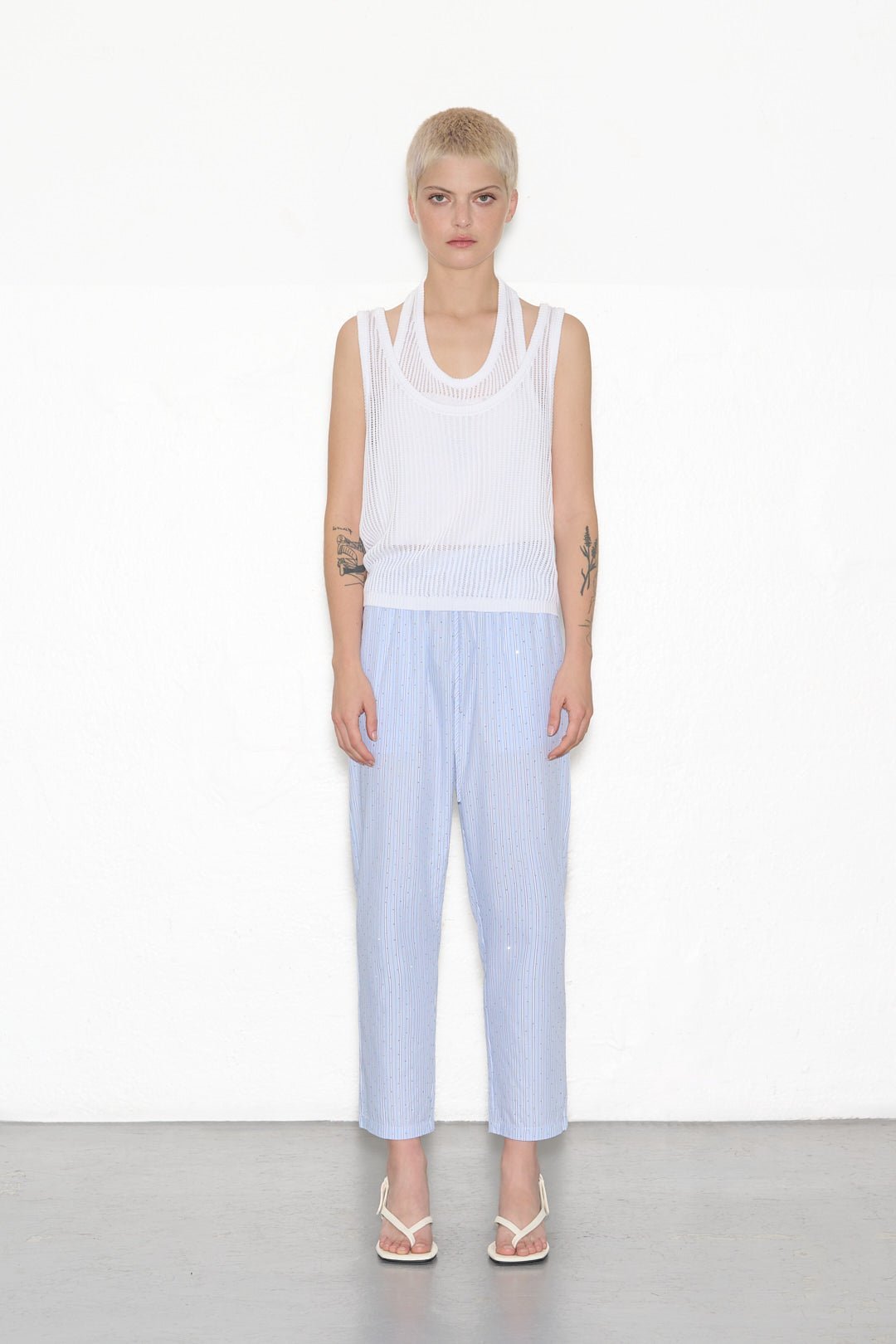 Top débardeur en maille ajusté T - BRONX BLANC - School Rag