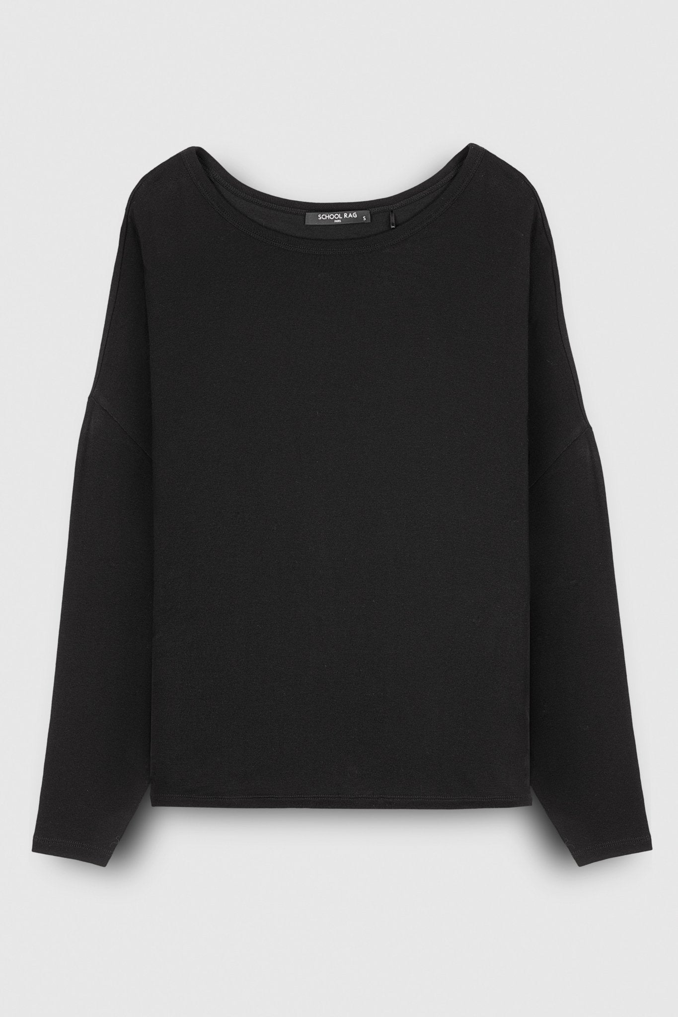 Top oversize en maille tricot PALM VISCOSE  NOIR - School Rag