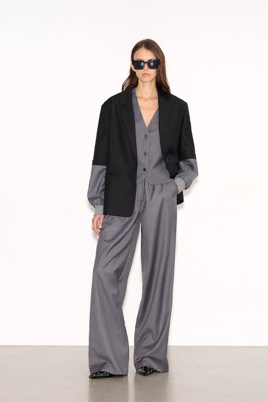 Achat Veste ample col tailleur V - JOGG NOIR - School Rag