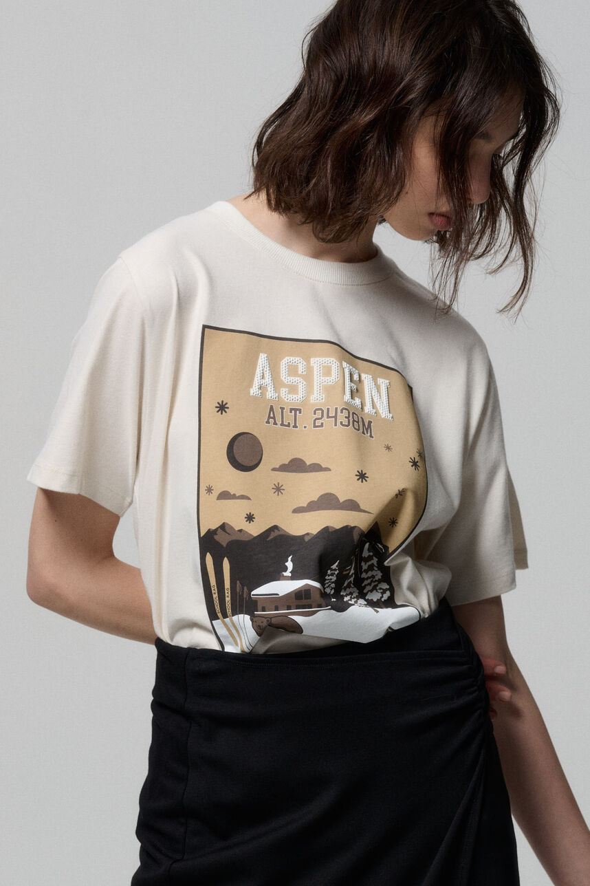 Tee-shirt oversize en jersey ASPEN, BEIGE, large