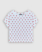 TINOA PRINT Tee-shirt oversize en lin et coton, BLANC, large