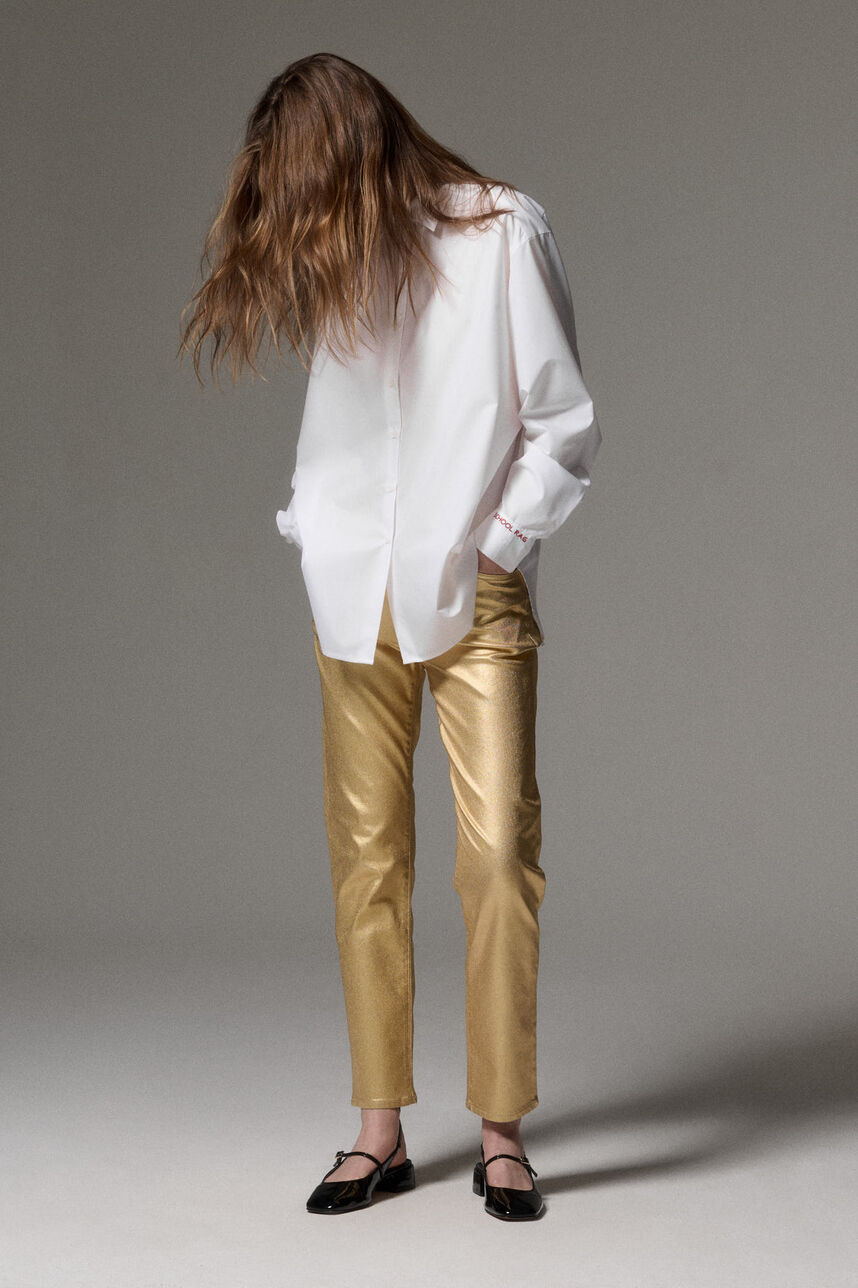 Pantalon 5 poches effet lamé  BEMAN FOIL LONG, GOLD FOIL, large