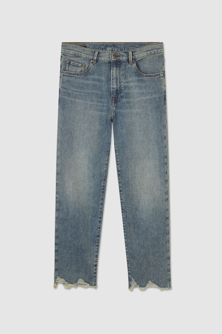 Jeans droit 5 poches  - BEMAN DESTROY, VINTAGE/INDIGO, large