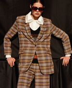 Pantalon à carreaux en laine  - Preppy Tartan, TABACCO CHECKS, large
