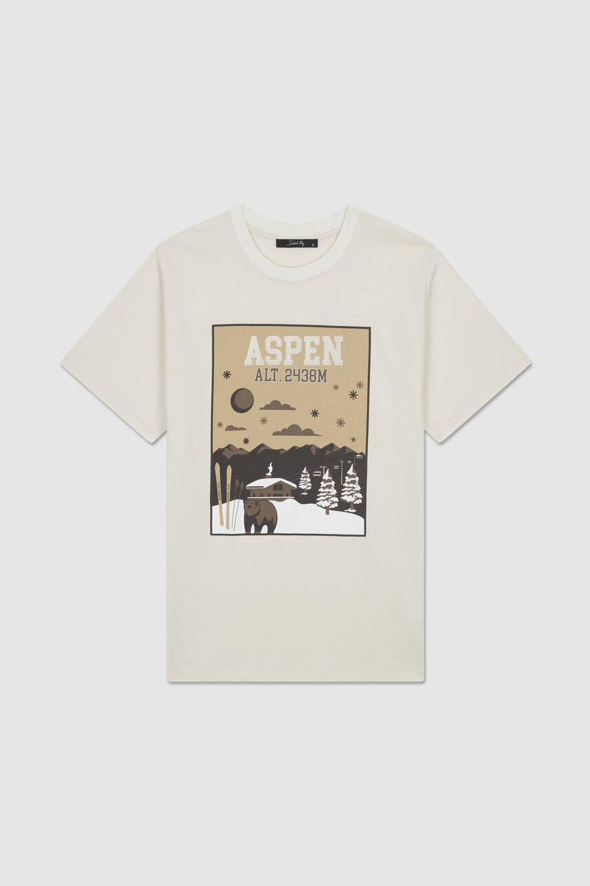 Tee-shirt oversize en jersey ASPEN, BEIGE, large