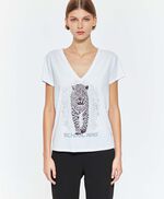 Tee-shirt à strass  - TESSA PANTHERE, BLANC, large