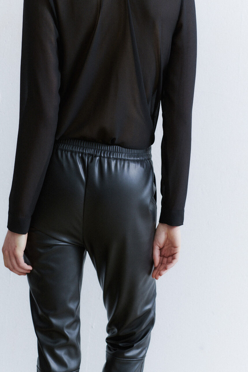 Pantalon en faux-cuir MINA DUNDEE, NOIR, large