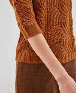 POLLY Pull tricoté en forme d'arabesque ajourée, DULCE BROWN, large