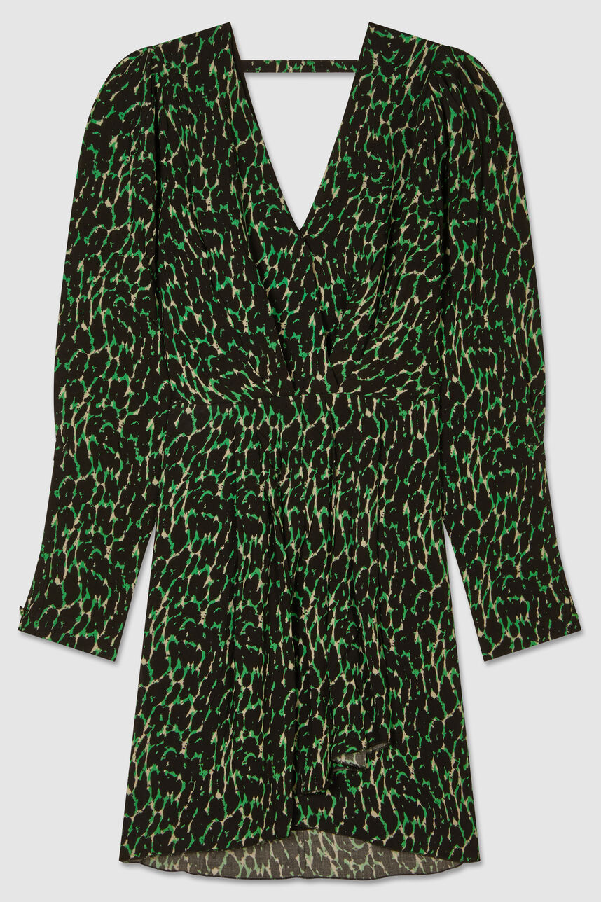 Robe courte effet portefeuille RINA GREEN PANTHERE, GREEN PANTHERE, large
