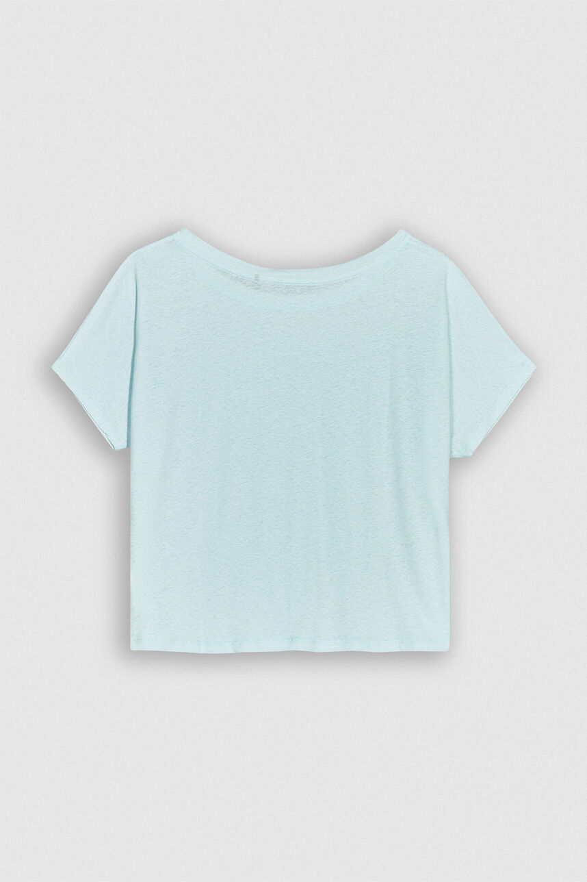 TINOA Tee-shirt oversize  en lin et coton, BABY BLUE, large
