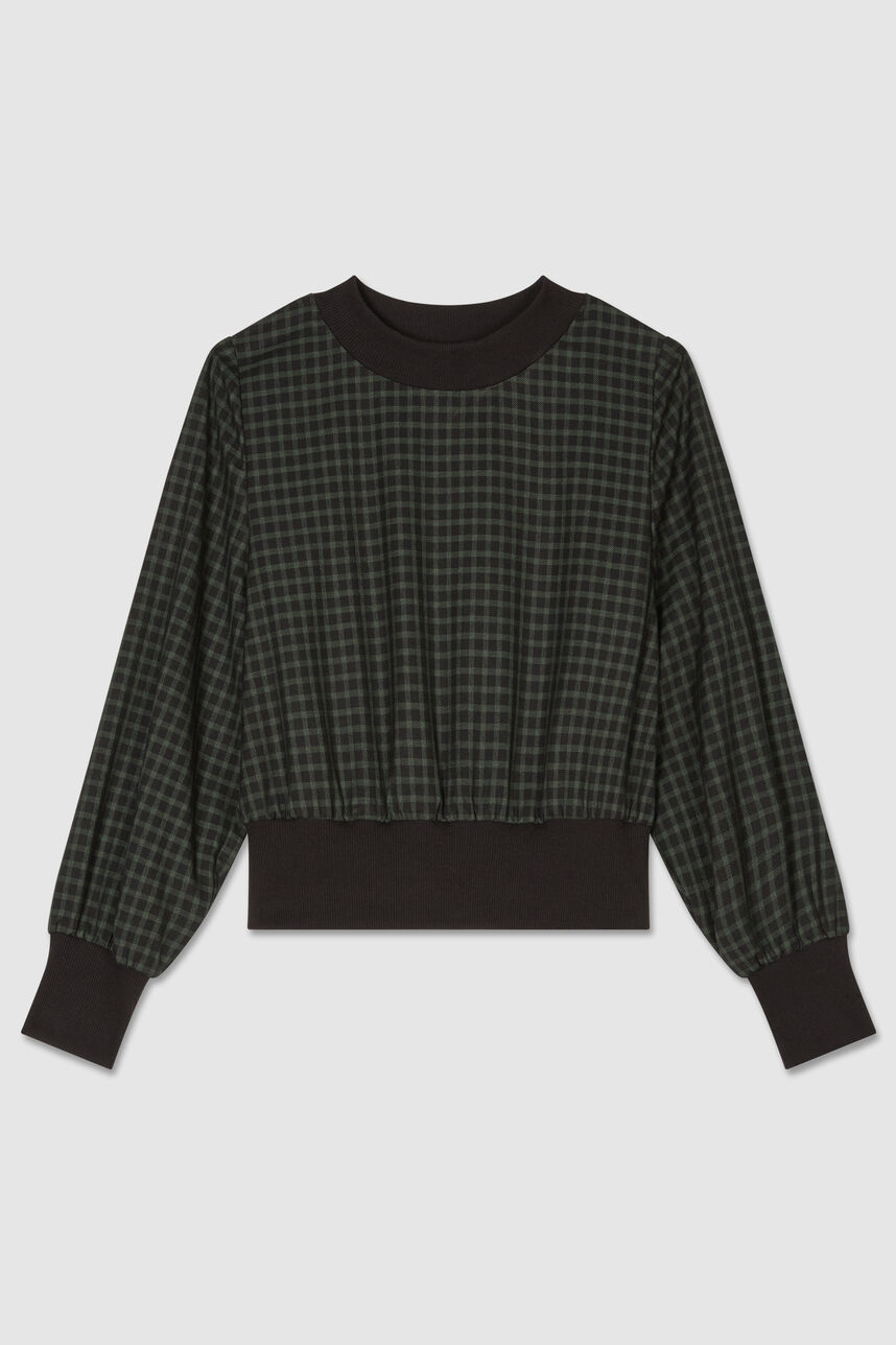 Sweat crop à carreaux S-CHARLIZE CHECKERED, GREEN CHECKERED, large