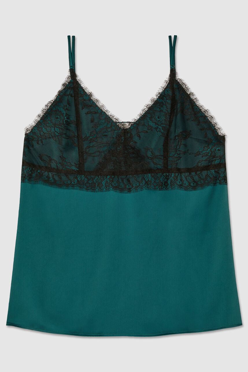 Top satiné dentelle - THEINA, BALTIC GREEN, large