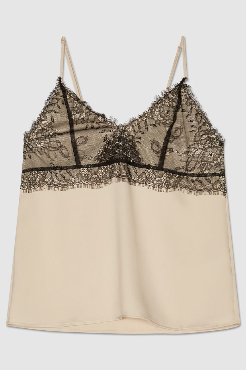 Top satiné dentelle THEINA, SABLE SUMMER, large