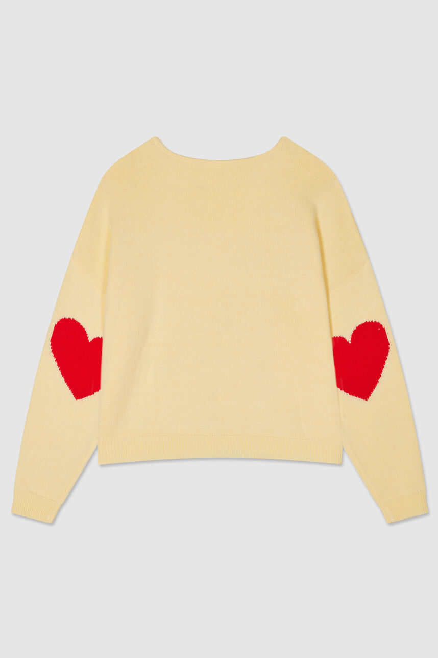 Pull oversize PALERME HEART, PASTEL YELLOW, large