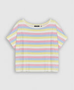 TINOA PRINT Tee-shirt oversize en lin et coton, MULTICO STRIPES, large