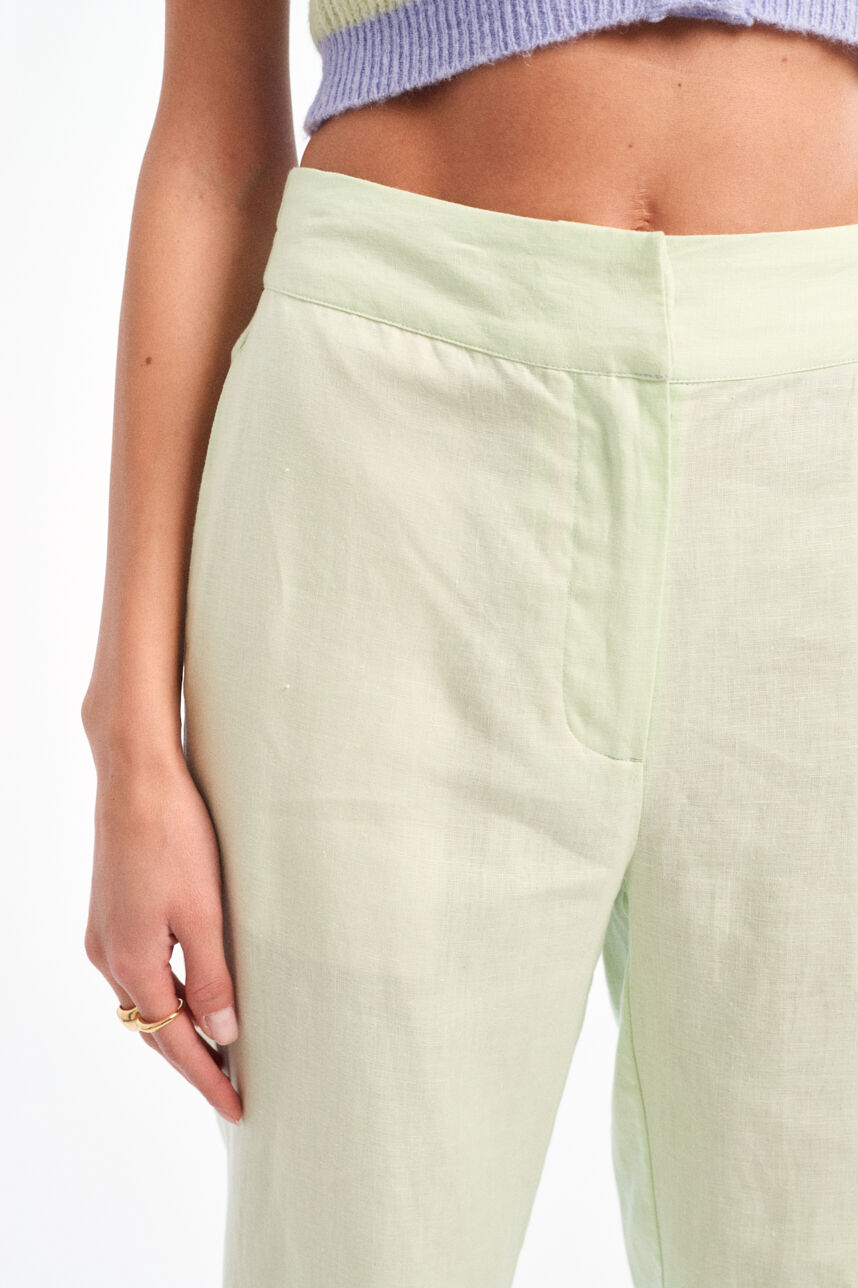 Pantalon ample en lin - PACHA LINEN COLOR, PALE GREEN, large